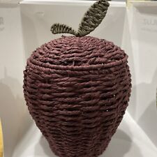 Apple Basket Canister Woven Raffia Grass Lidded Box picture