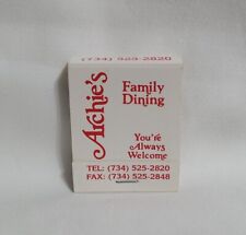 Vintage Archie's Family Dining Restaurant Matchbook Livonia MI Advertising Full picture