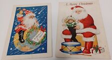 Vintage Santa Claus Christmas Greeting 2-Postcards 1920s -30s Old St Nick Joy picture