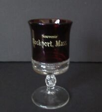 Early 20th Century Souvenir Ruby Stained Glass Goblet Rockport Massachusetts picture