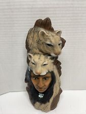 Vintage Native American With Mountain Lion Headress 10.5