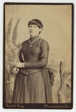 Antique Circa 1880s Cabinet Card Beautiful Young Woman Necklace Norristown, PA picture