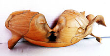 INDONESIAN SM HIBISCUS WOOD CARVED KISSING LOVE SCULPTURE FIGURES   9'' L 5'' W picture