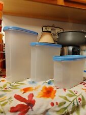 Lot Of 3 Vintage Tupperware Modular Mates w/ Blue Lids In Various Sizes Collect picture