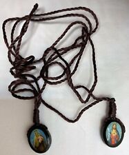Sacred Heart and Our Lady of Mt. Carmel Moulded Scapular Oval wood - 5/8