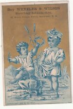 Wheeler & Wilson Sewing Machine Cherub Children Stream Syracuse Vict Card c1880s picture