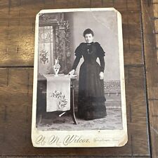 CIRCA 1890s Cabinet Card N.M. Wilcox Lady Black Dress Pearson Georgetown Texas picture