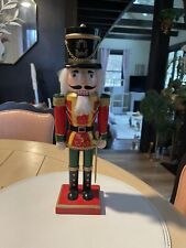 Nutcracker 15 Inch Christmas Co. Wooden Authentic Red Beard Santa Nut Cracker picture