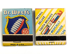 Vtg Matchbook Lot Dr. West's & Rexall Tooth Brush 1950's Dental FULL UNSTRUCK picture