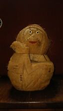 hand crafted coconut sculpture monkey mom and baby vintage picture