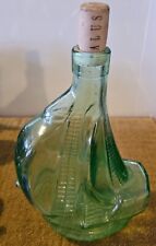 1992 Mod Dep Santa Maria Ship Shaped Liquor Bottle Green Glass 8.25