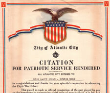WWII Atlantic City Patriotic Service Sewing Moms Home Front Certificate picture