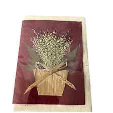 Bundle of 3 hand made linen paper Cards 3-D plant Wheat with envelope Blank insi picture