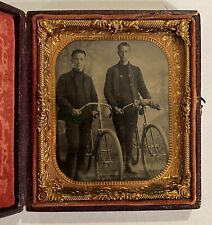1890's Ambrotype - Antique Photo of Two Men on Bicycles picture