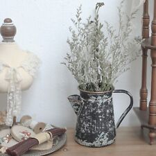 Vintage Metal Flower Vase Small  Farmhouse Shabby Chic Jug Vase Table Decor picture