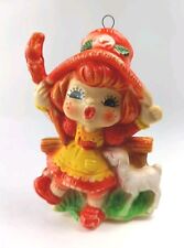 VTG Retro Little Bo Peep Figurine Ornament Plastic Hollow Made Japan 3.75 Inch  picture