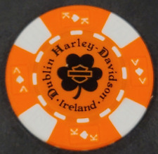 DUBLIN HD~ (IRELAND) Orange/White AKQJ ~ INTER'NL HARLEY DAVIDSON POKER CHIP picture