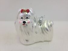 Maltese Dog Christmas Ornament Blown Glass picture