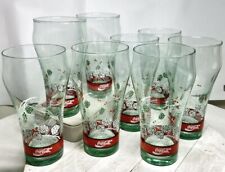 Set of 8 Coca-Cola Glasses Collectible Holiday Libbey Holly & Berries Design picture