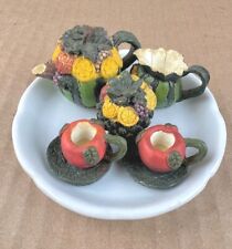 Decorative Miniature Tea Set Summer Theme Watermelon Basket Citrus Fruits picture