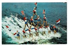 Vintage Postcard, Cypress Gardens FL, flag, and the red, white, and blue picture
