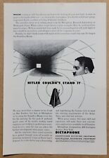 VERY RARE VINTAGE 1943 Dictaphone Print Ad Hitler Couldn't Stand It WW2 WWII picture