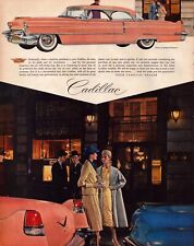 1956 Pink Cadillac Sedan Automobile Cartier Window Vintage 50's Print Ad picture