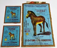 Vintage Lot of 3 Zebra Brand Firecracker LABELS ONLY picture