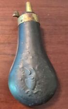Eagle & Stars Antique Powder Flask Pocket Size Military Hunting Americana Brass picture