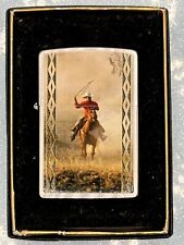 Vintage 2012 Roping Cowboy On Horse Chrome Zippo Lighter NEW picture