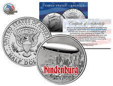 HINDENBURG LZ-129 AIRSHIP * Flying Over NYC * Kennedy Half Dollar U.S. Coin picture