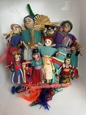 Guatemalan Handmade Worry Doll Wall Art  Folk Art 7 Inches Multicolor Vintage 80 picture