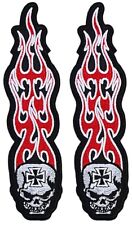 Long Flame Skull Embroidered Patch | 2PC IRON ON OR SEW  5
