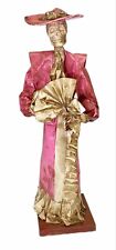 14” Skeleton Pink Dress Folk Art Vtg Figurine Paper Mache Dead Dia  los Muertos picture