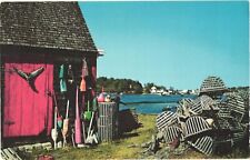 Lobster Buoys And Pots, Typical Lobster Shocks In Bailey Island, Maine Postcard picture