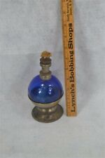 lantern lamp old period oil cobalt blue chrome stand pat 1880/1893 antique picture