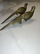 2 Vintage Brass Dove Pheasant Quail Bird Figures Statues 15