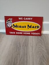 c.1950 Original Vintage Miami Maid Bread Sign Metal Store Display Grocery Dayton picture
