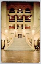 Main Stairway Capitol Bldg Harrisburg PA Pennsylvania Postcard PM Clean Cancel picture
