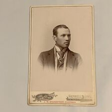 Cabinet Card Photograph Handsome Young Man Suit Hair Gay Int Id'd Frank Henry IA picture
