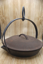 Very Large Antique Cast Iron Swain Shamrock 10 Inch Hanging Frying Pan Lid picture