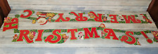 Vintage MCM Amscan Merry Christmas 7ft Long Banner Elves Gnomes Elf picture