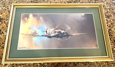 Vtg 1978 Barrie A.F. Clark Spitfire Lithograph Antique Gold Gallery Framed 25x15 picture