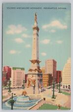 Soldiers and Sailors Monument, Indianapolis IN Indiana Vintage Linen Postcard picture