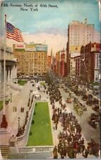New York Fifth Avenue North of 40th Street NY Public Library Vintage Postcard  picture