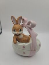VINTAGE LEFTON EASTER BUNNY RABBIT TRINKET BOX HOLIDAY CANDY DISH EGG RETRO pink picture