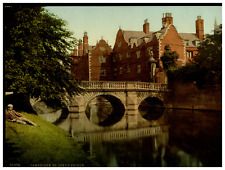 England. Cambridge. St. John's Bridge from the Grounds. Vintage Photochrome by picture