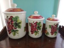 Set of 3 Vtg Royal Doulton Everyday Grapes Fine China Canister Set 1994 picture