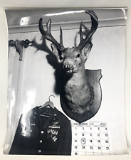 Original Vintage Oversized 20x16 1/2 Photo - WWII, U.S. Army, Deer Head, Uniform picture