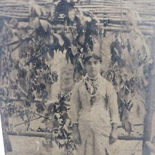 Antique Outdoor Tintype Photo of Beautiful Young Woman in Garden picture
